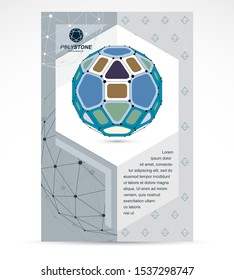 Web technologies company booklet cover design. 3d design, colorful abstract vector faceted shape.
