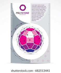 Web technologies company booklet cover design. 3d design, colorful abstract vector faceted shape.