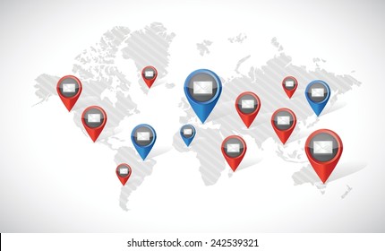 web technology connection mail concept. illustration design over a white background