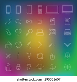 Web, technology, simple, thin outline icons.