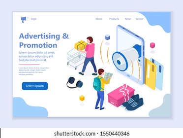 Web template of advertising and promotion concept, modern flat design vector illustration