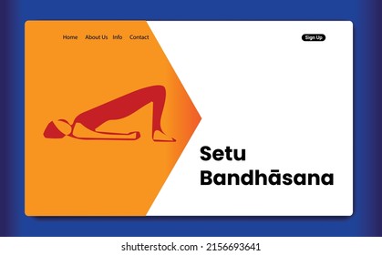 Web template or banner, background, wallpaper design concept for yoga. human silhouette doing Shoulder supported bridge or  Bridge or Setu Bandhasana, is an inverted back-bending asana of hatha yoga. 