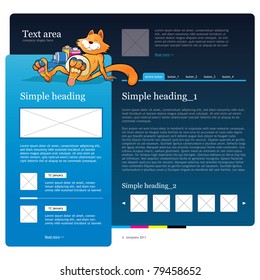 web template with cartoon character. cmyk concept