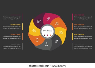Web Template for circle diagram or presentation. Business infographics concept with 8 options