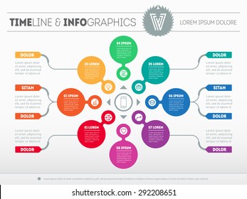 Web Template For Circle Diagram Or Presentation With Icons. Business Concept With 8 Options. Vector Infographic Of Technology Or Education Process. Part Of The Report.