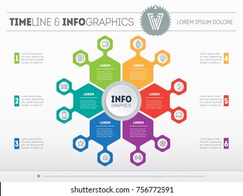 Timeline Infographics Template Colorful Circles Workflow Stock Vector ...