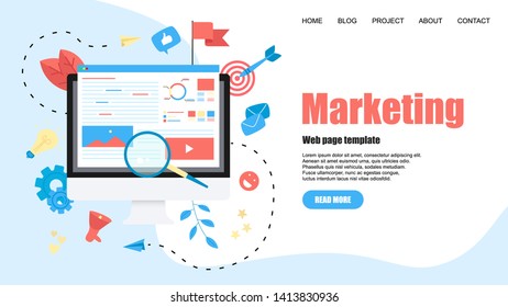 Web Template. Concept for Digital marketing agency, digital media campaign flat vector illustration	