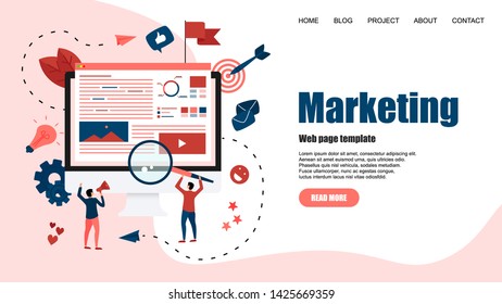Web Template. Concept for Digital marketing agency, digital media campaign flat vector illustration	