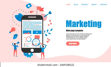 Web Template. Concept for Digital marketing agency, digital media campaign flat vector illustration	