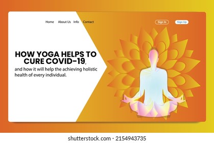 web template concept for international yoga day June 21. Theme of international yoga day 2022 is how yoga helps to cure covid-19 and how it will help the individual. Can used for wallpaper, background