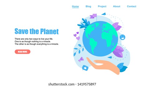 Web Template. Concept save the planet and environment	