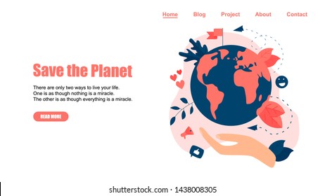 Web Template. Concept save the planet and environment	