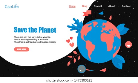 Web Template. Concept save the planet and environment	