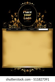 Web template decorated in retro style with space for logo