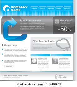 web template design with blue arrow element