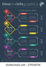 Web Template for diagram or presentation with icons and design elements. Business infographics concept with 4 options. Vector info graphic of technology or education process. Part of the report.
