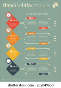 Web Template for diagram or presentation with icons and design elements. Business concept with 4 options. Vector infographic of technology process. Part of the report.