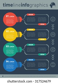 Web Template for diagram or presentation with stylized lamps. Business concept with four options. Vector infographic of technology or education process. Part of the report