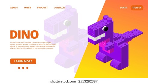 Web template with a dino. Vector