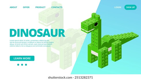 Plantilla de Web con un dinosaurio. Vector