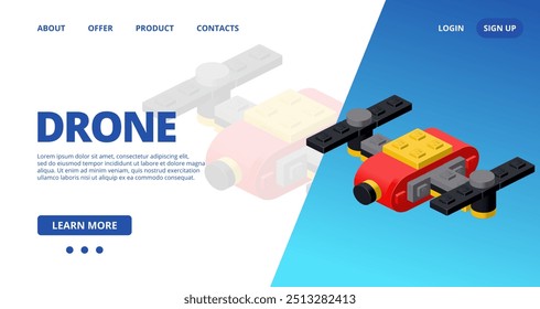 Web template with a drone. Vector