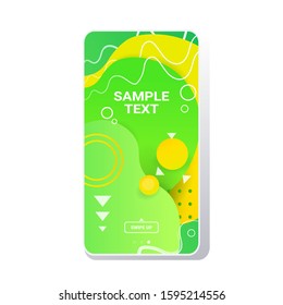 web template dynamical colorful gradient abstract banner flowing liquid shape fluid color smartphone screen online mobile app memphis style vector illustration