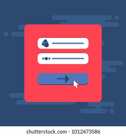 Web Template and Elements for site form of email subscribe, newsletter or login to account, submit. Vector
