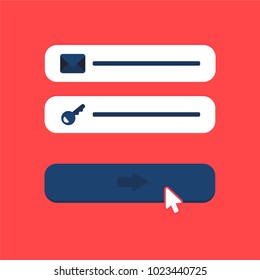 Web Template and Elements for site form of email subscribe, newsletter or login to account, submit. Vector