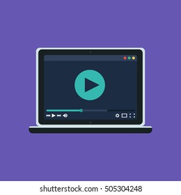 Web Template and Elements for site form of watching online video on computer. Movie Player Form. Vector