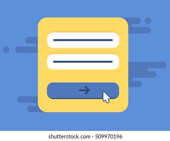 Web Template and Elements for site form of email subscribe, newsletter or login to account, submit. Vector