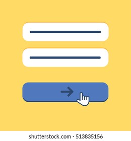 Web Template and Elements for site form of email subscribe, newsletter or login to account, submit. Vector