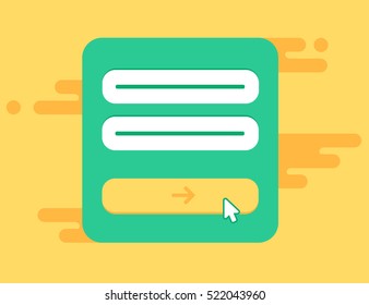 Web Template and Elements for site form of email subscribe, newsletter or login to account, submit. Vector