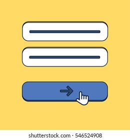 Web Template and Elements for site form of email subscribe, newsletter or login to account, submit. Vector