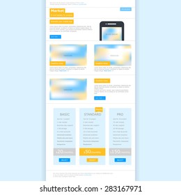 Web template for e-mail, minimalistic style, one page, product advertisement
