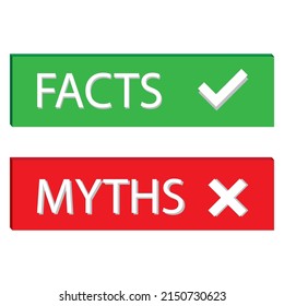 Web template with facts myths tick cross. Check mark icon. Vector illustration. stock image.
