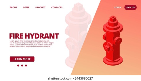 Web template with a fire hydrant. Vector