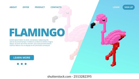 Web template with a flamingo. Vector