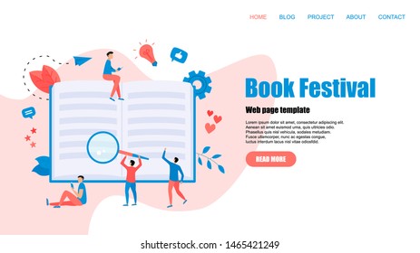 Web Template. Flat design open book. Reading concept. Vector illustration	