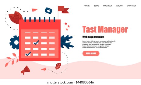 Web Template. Flat design task Manager with events, reminders and planning	