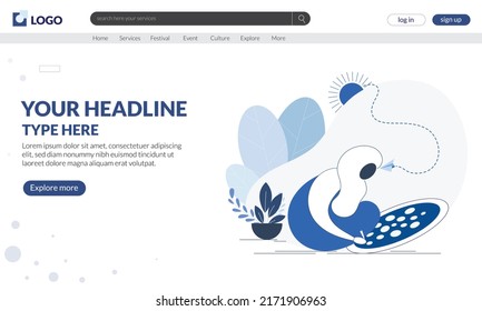 Plantilla web con ilustración plana