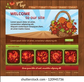 web template for a garden or flower business with wood background