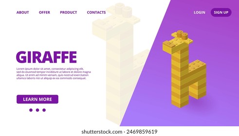 Web template with a giraffe. Vector