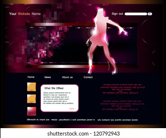 web template with glossy girl