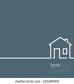 Web Template House Logo In Minimal Flat Style Cleaness Line - Vector