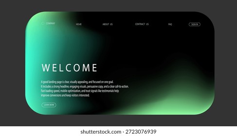 Web-Vorlage Landing Page Farbverlauf Hintergrund mit Willkommenskonzept, modernes abstraktes Design ideal für Startup-Websites, Apps, UI-Design und professionelle digitale Layouts.