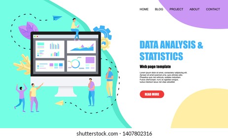 Web template. Mans studying financial statistics on screen monitor. Financial reports, charts graphs on screens of desktop. Business concept