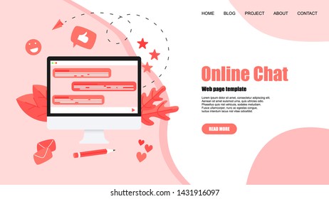 Web template with messenger. Online chat concept.	