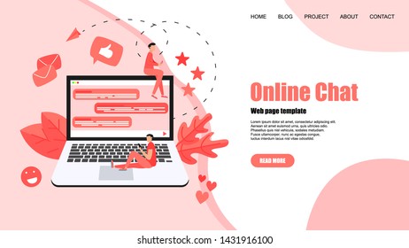 Web template with messenger. Online chat concept.	