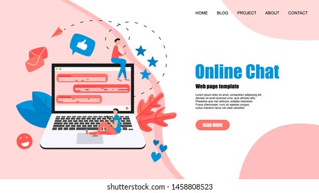 Web template with messenger. Online chat concept.	