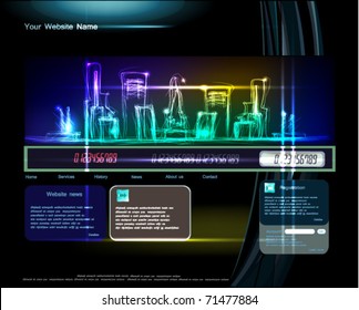 web template with neon city